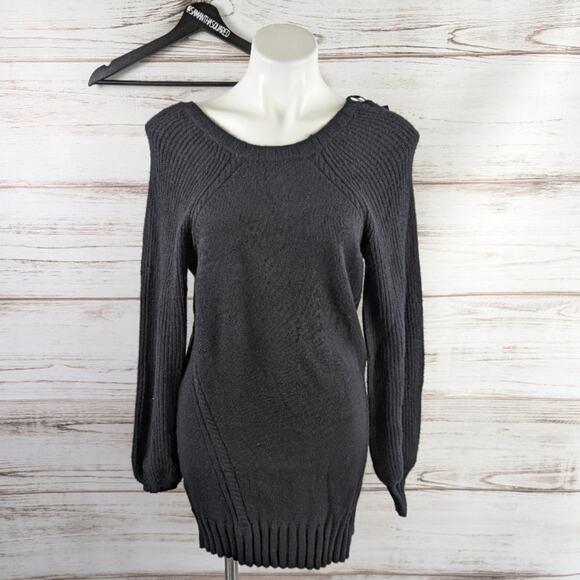 Only Long Sleeve V Neck Black Sweater Dress sz Small New - Picture 1 of 9